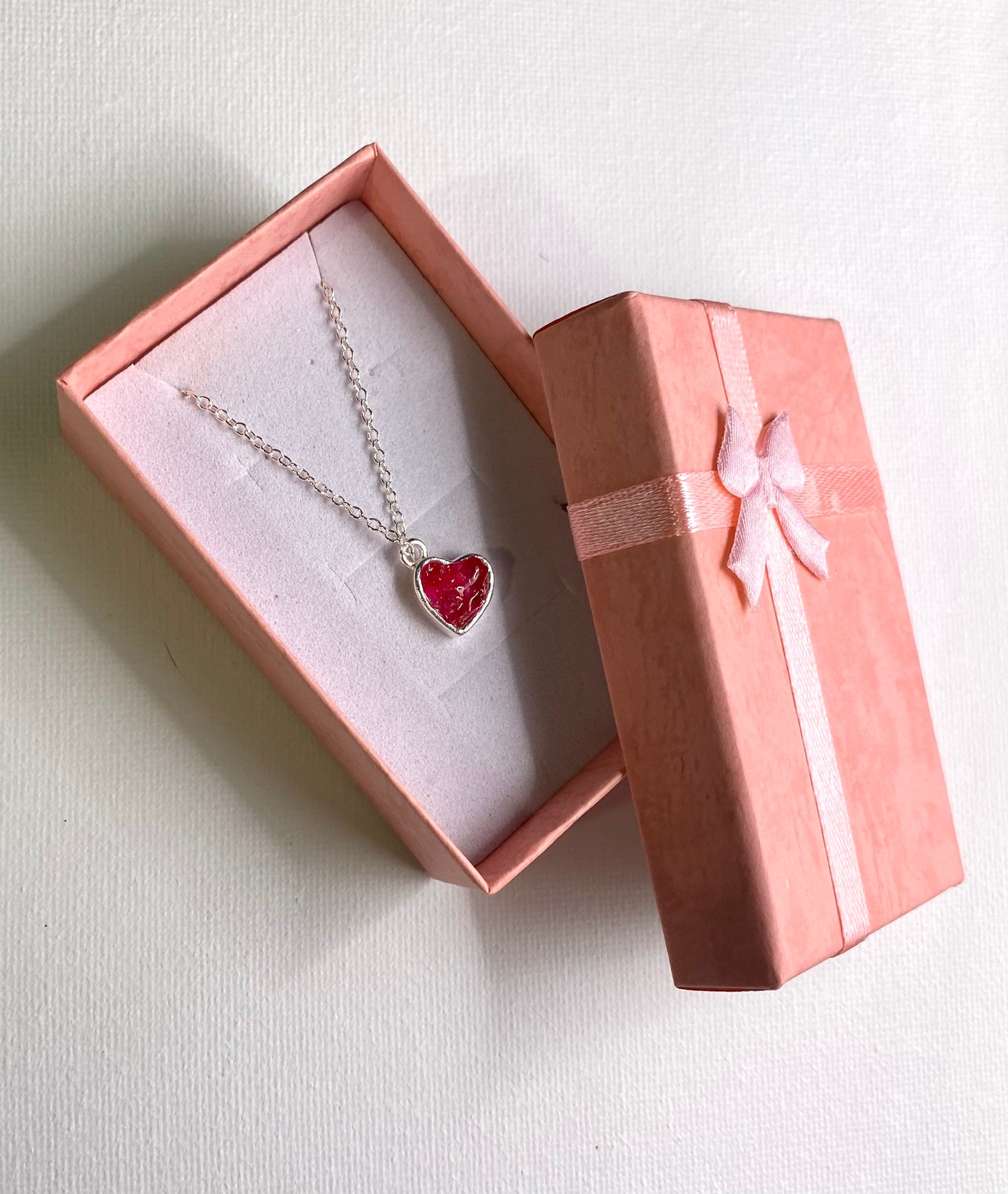 Hot Pink Perfectly Imperfect Heart Sterling Silver Necklace