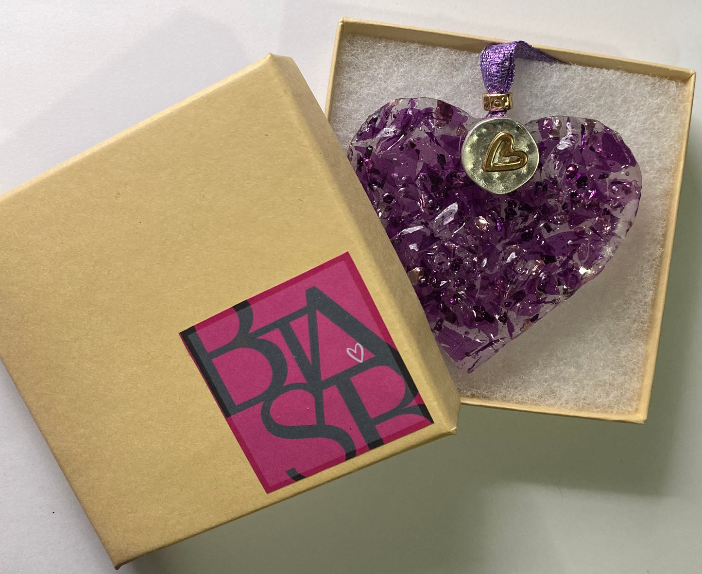 Faux Amethyst - Perfectly Imperfect Heart Ornament - Violet Purple