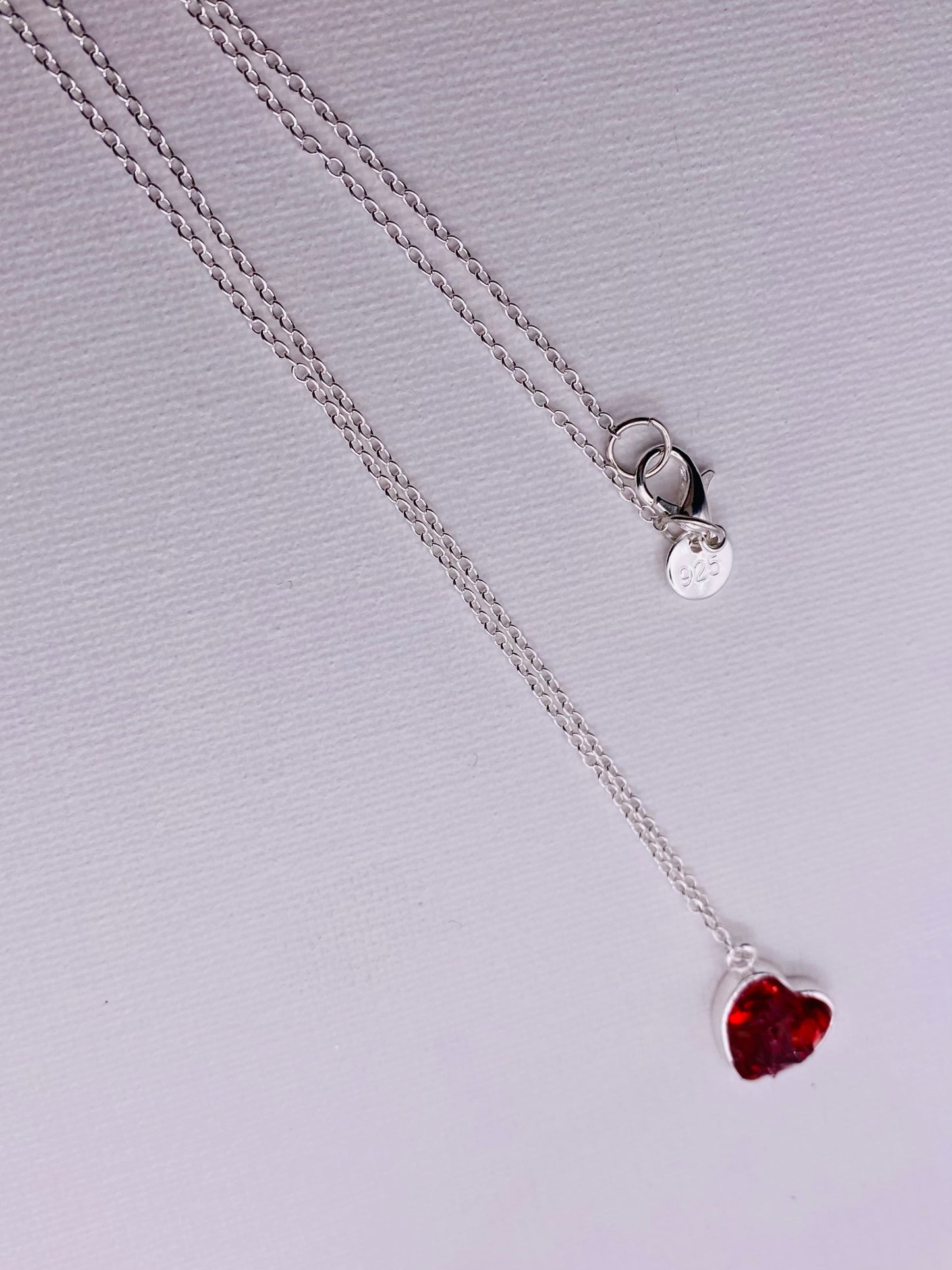 Ruby Red Perfectly Imperfect Heart Sterling Silver Necklace