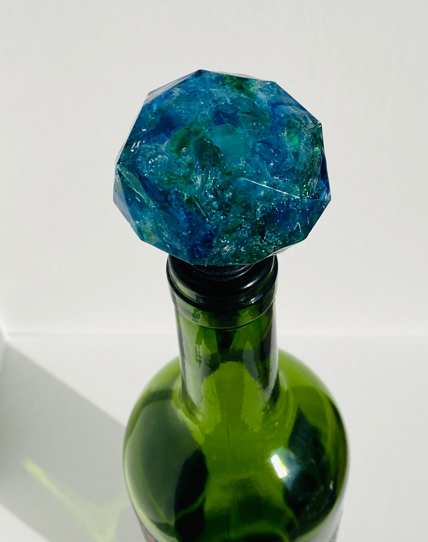 Sea Glass Teal and Green Bottle Topper - Medium