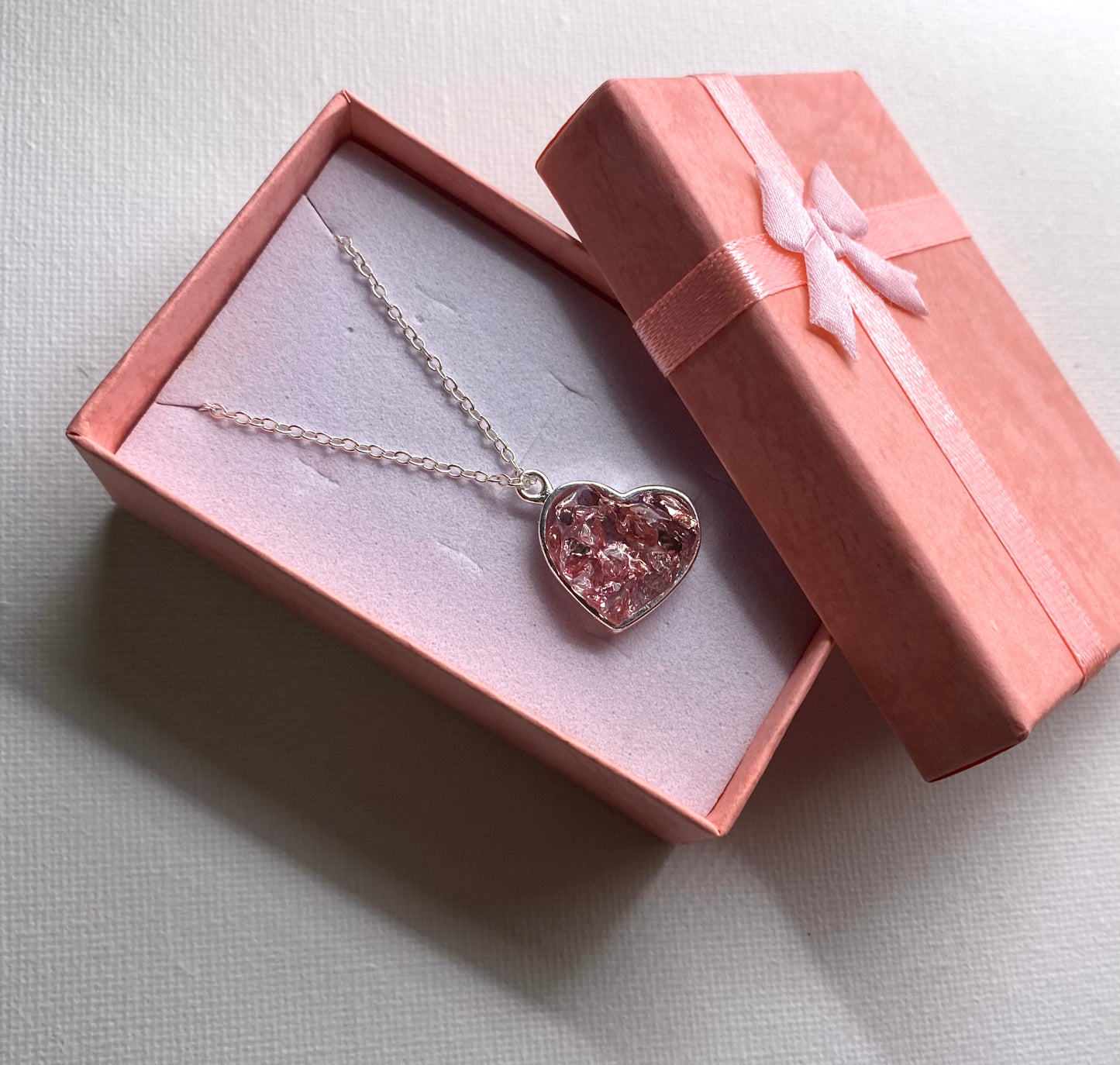 Princess Pink Perfectly Imperfect Heart Sterling Silver Necklace