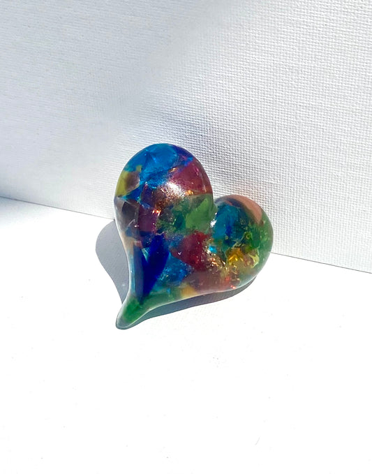 Rainbow of Colors Perfectly Imperfect Heart Paperweight