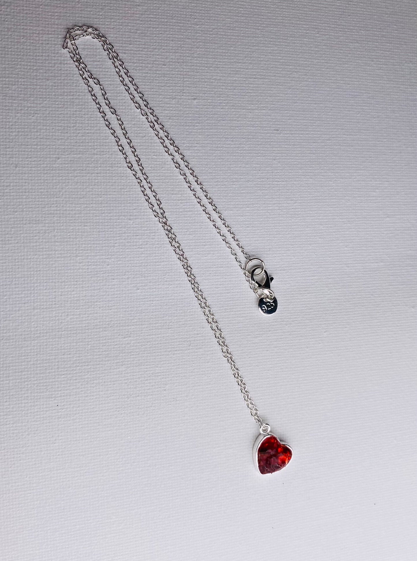 Ruby Red Perfectly Imperfect Heart Sterling Silver Necklace