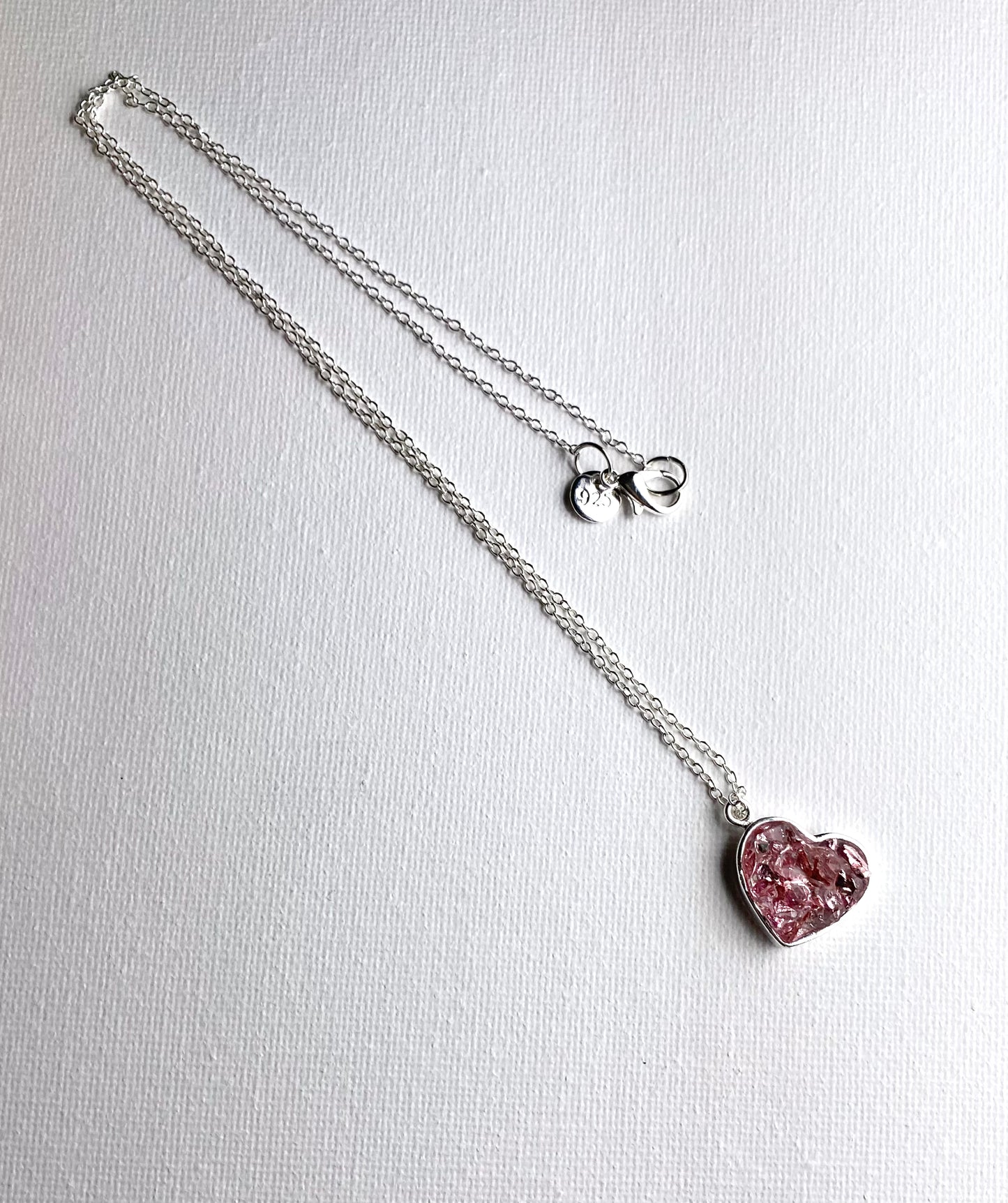 Princess Pink Perfectly Imperfect Heart Sterling Silver Necklace