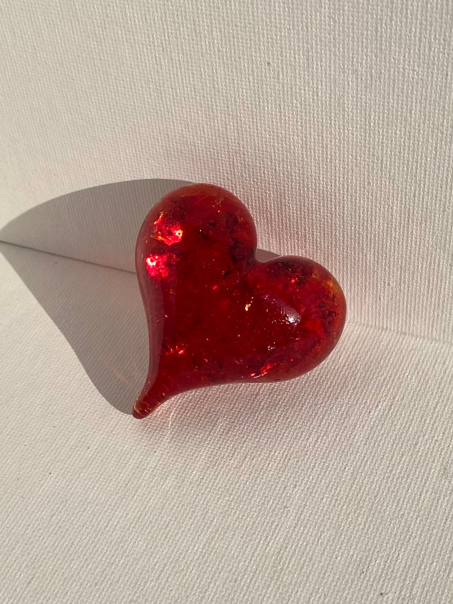 Ruby Red Perfectly Imperfect Heart Paperweight made from Recycled Glass - Small