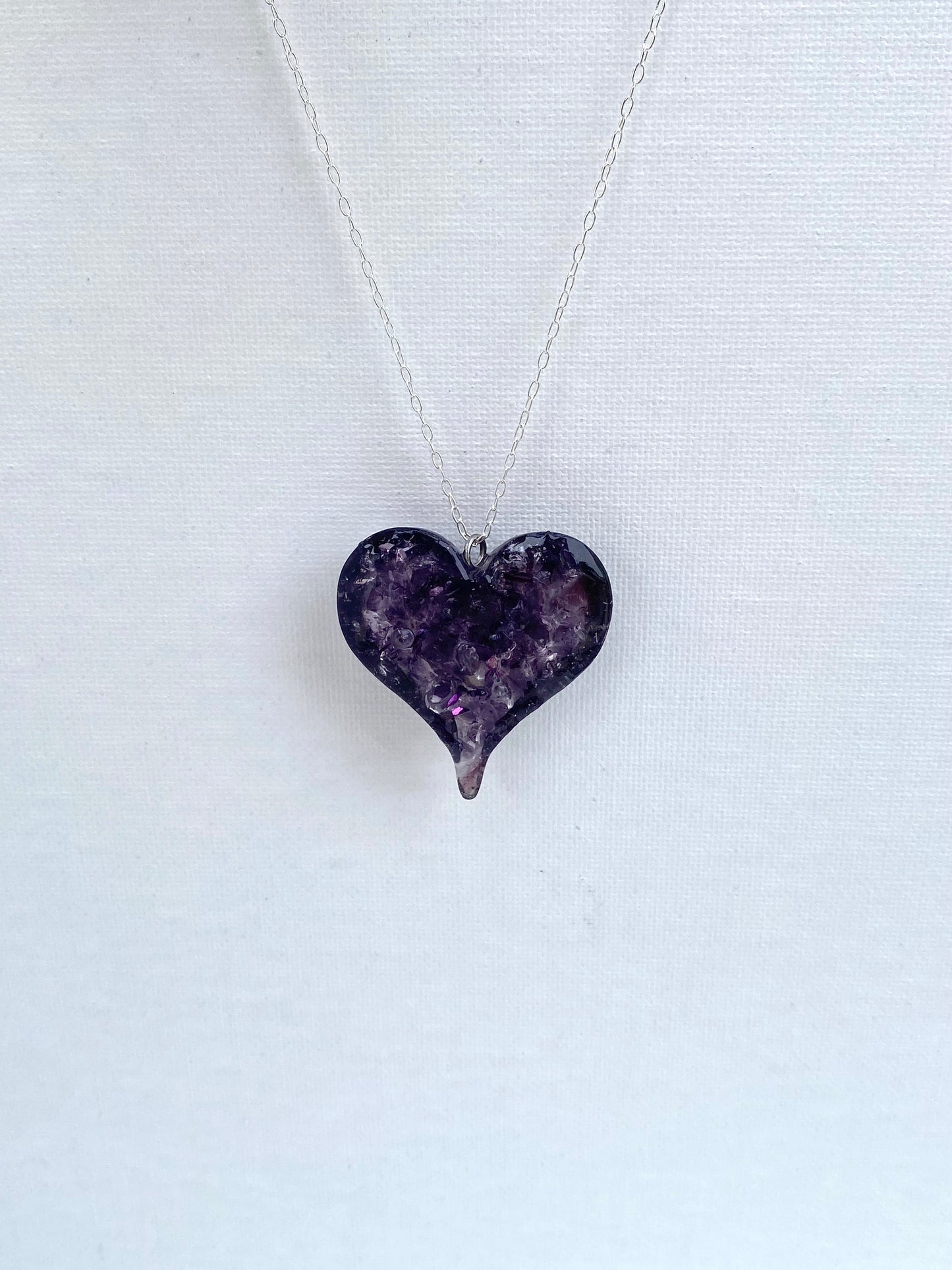 Lovely Purple Perfectly Imperfect Heart Necklace - Deep Violet