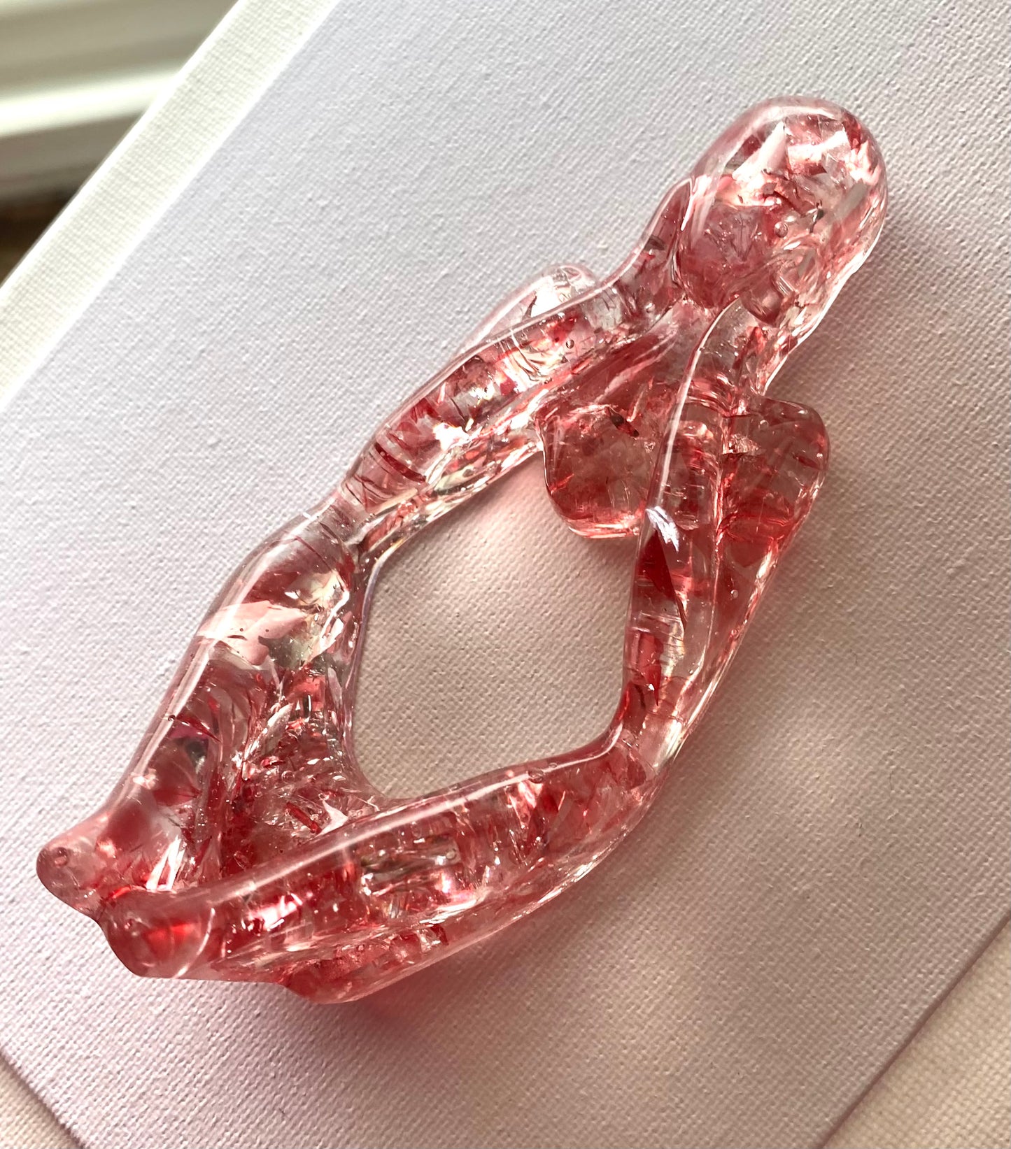 Thoughtful - Thinking and Dreaming - Pink Recycled Glass Art