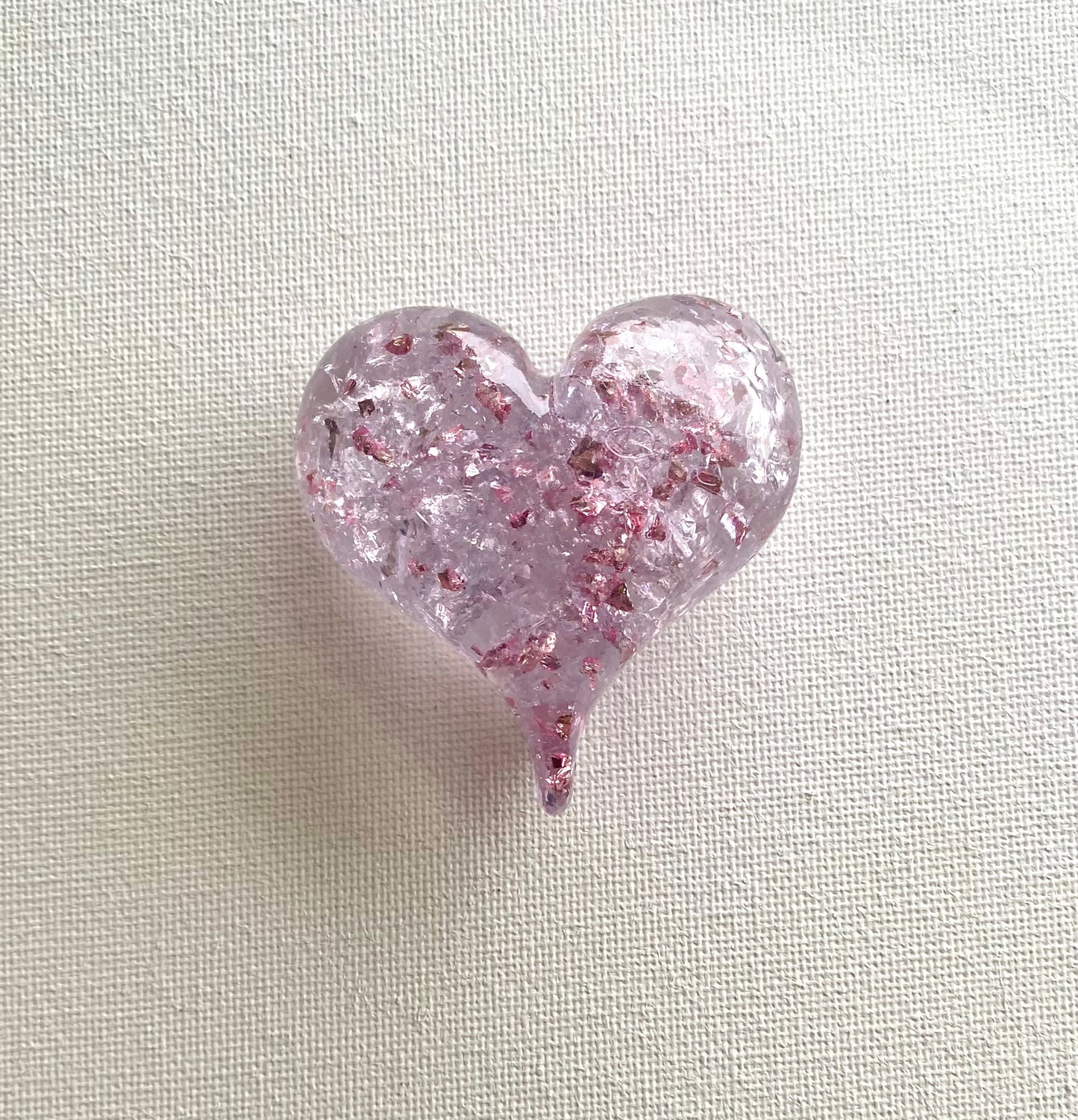 Princess Pink Perfectly Imperfect Heart Paperweight - Small Pink Shimmer