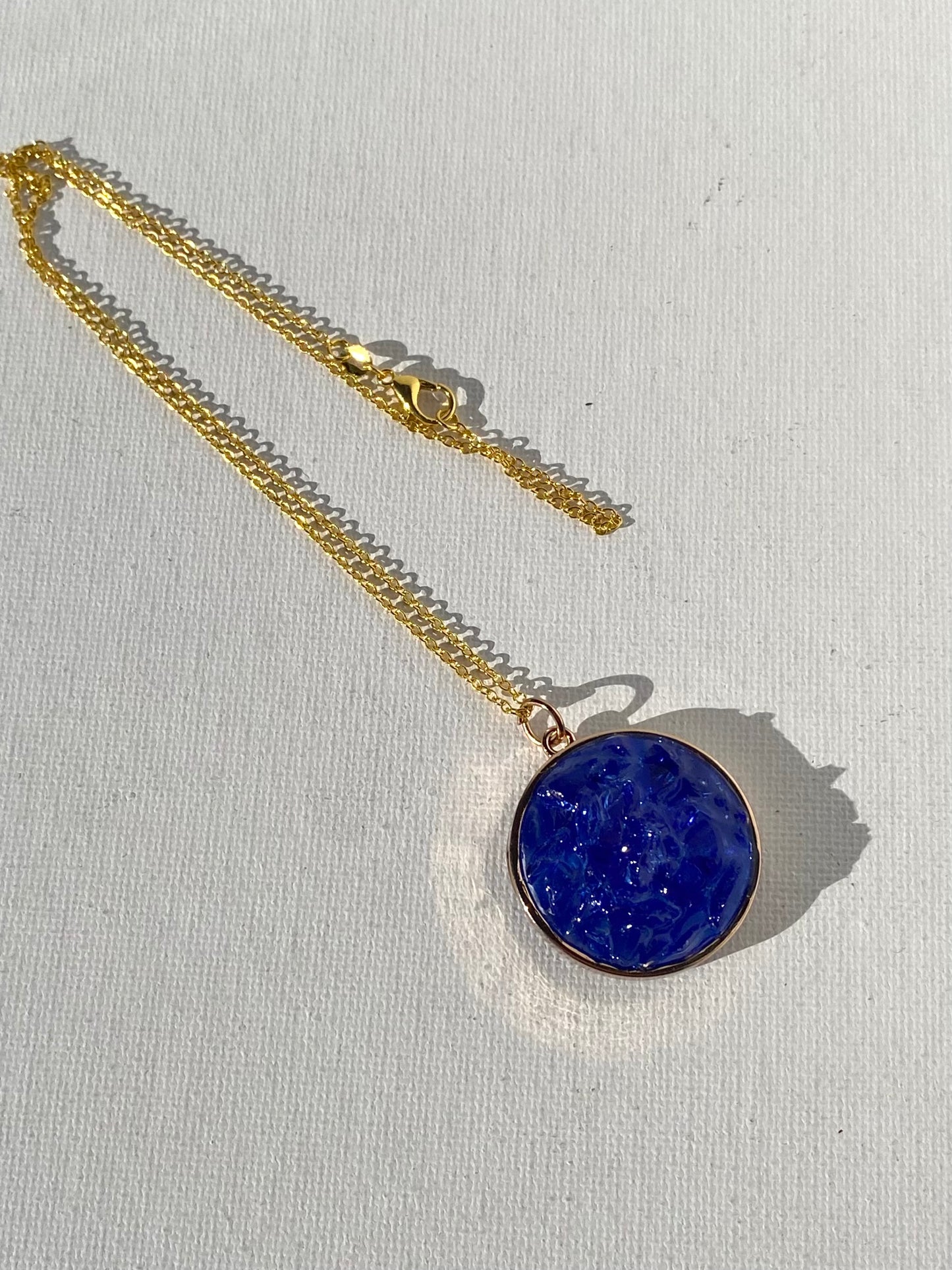 Cobalt Circle Framed Blue with Silver Necklace