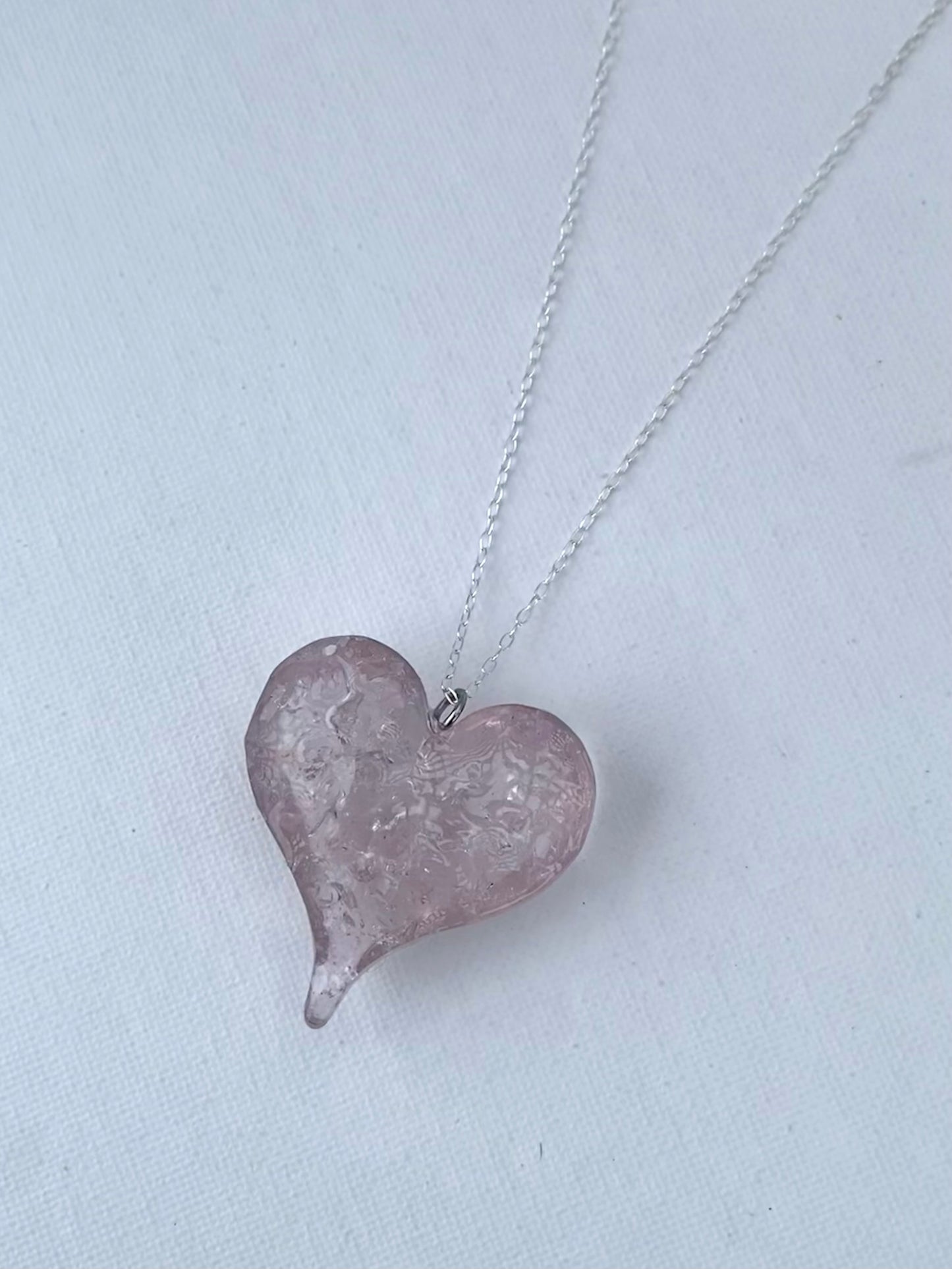 Baby Pink Perfectly Imperfect Heart Necklace - Light Pink