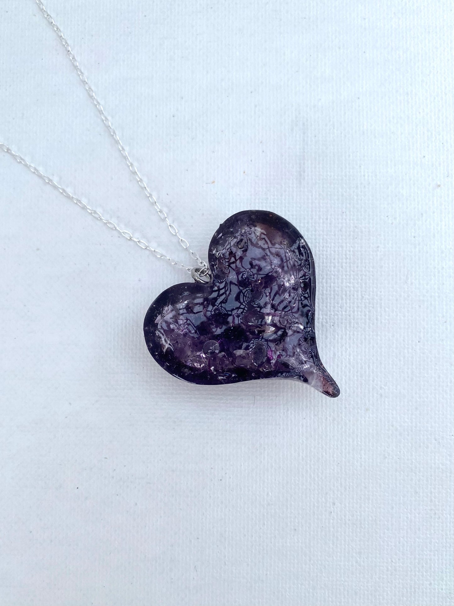 Lovely Purple Perfectly Imperfect Heart Necklace - Deep Violet