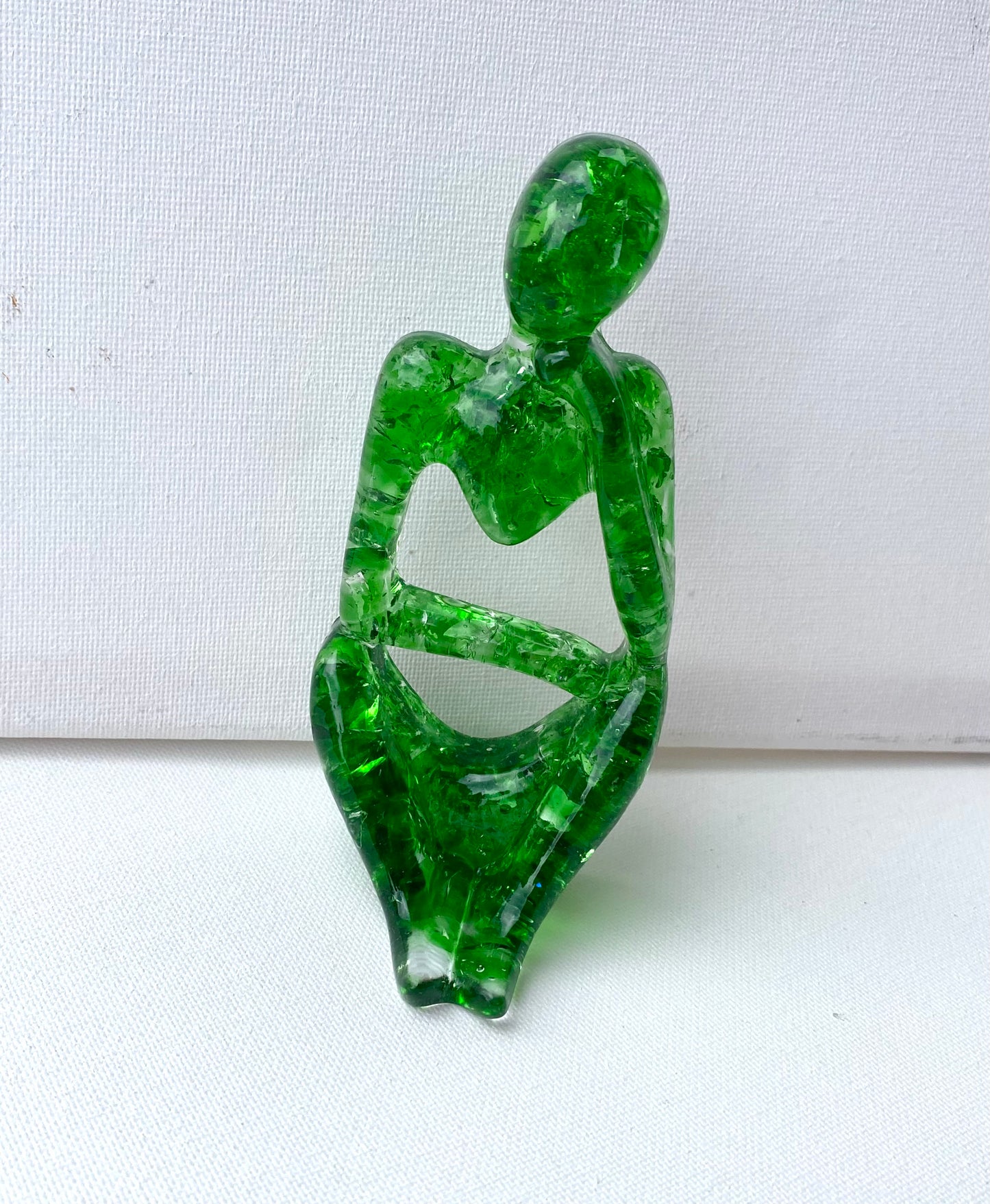 Daydreamer - Deep in Thought - Green Recycled Glass Art