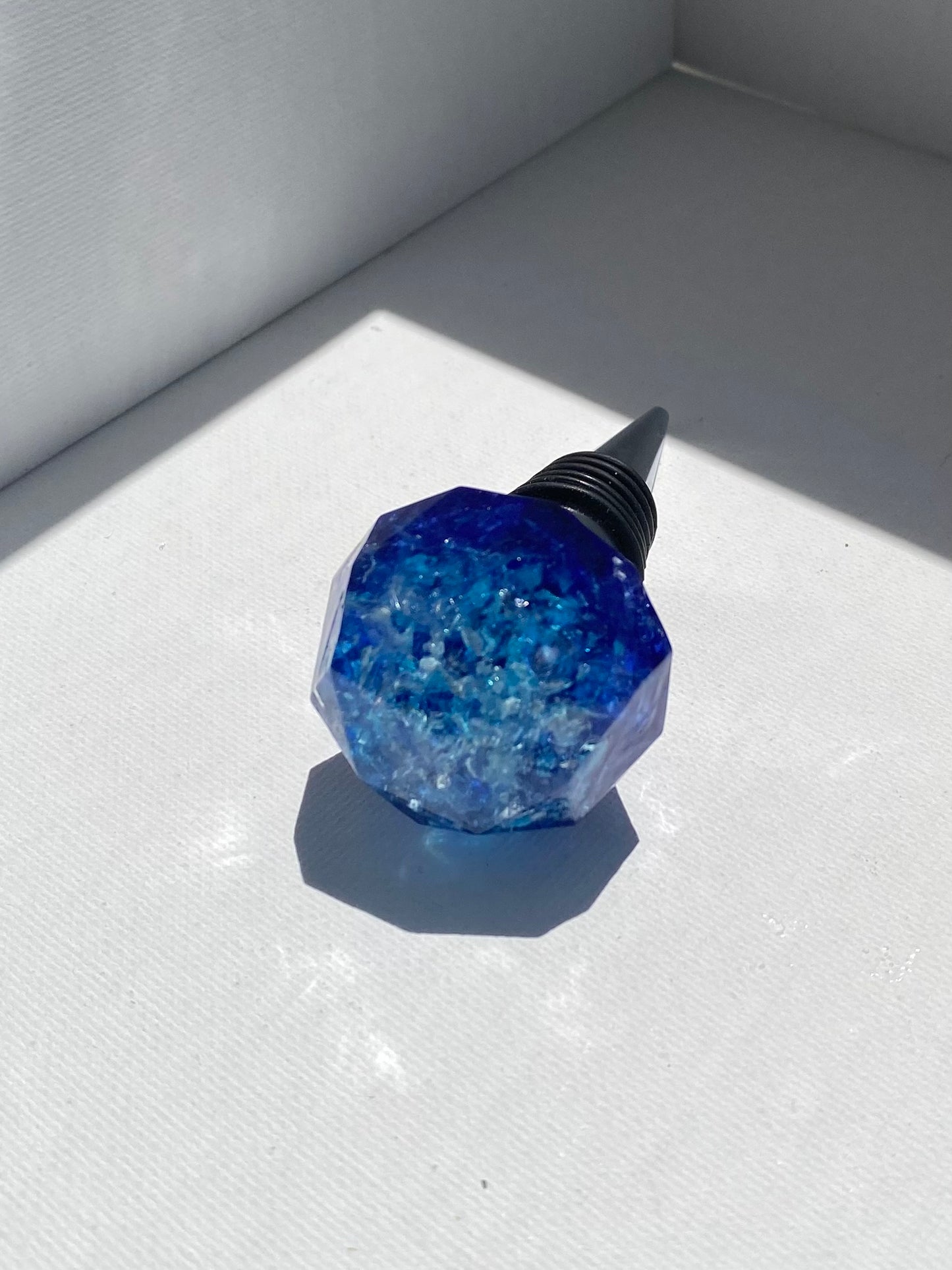 Blue Ombré Crushed Recycled Glass Bottle Stopper - Small