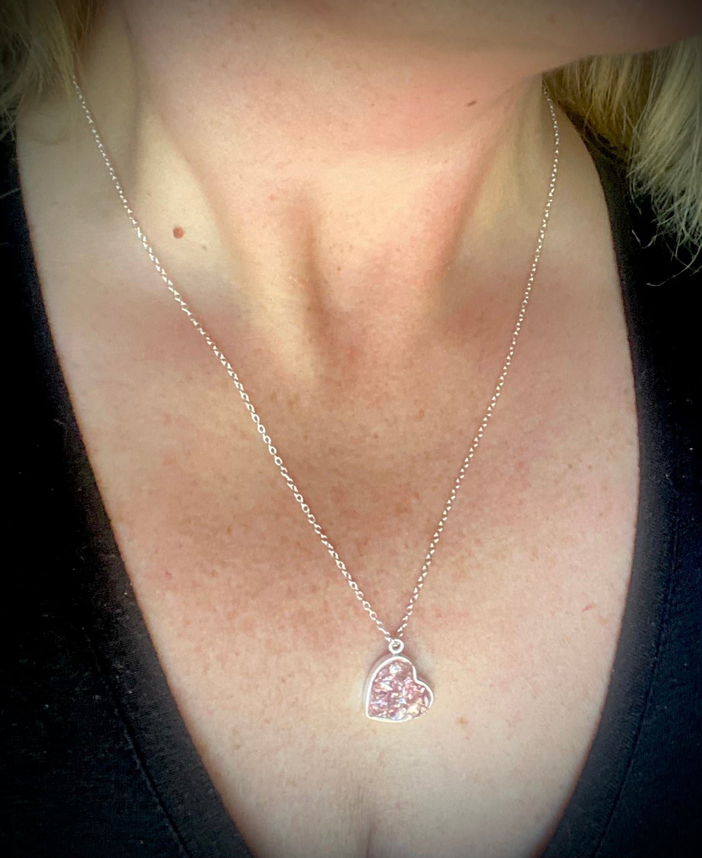 Princess Pink Perfectly Imperfect Heart Sterling Silver Necklace