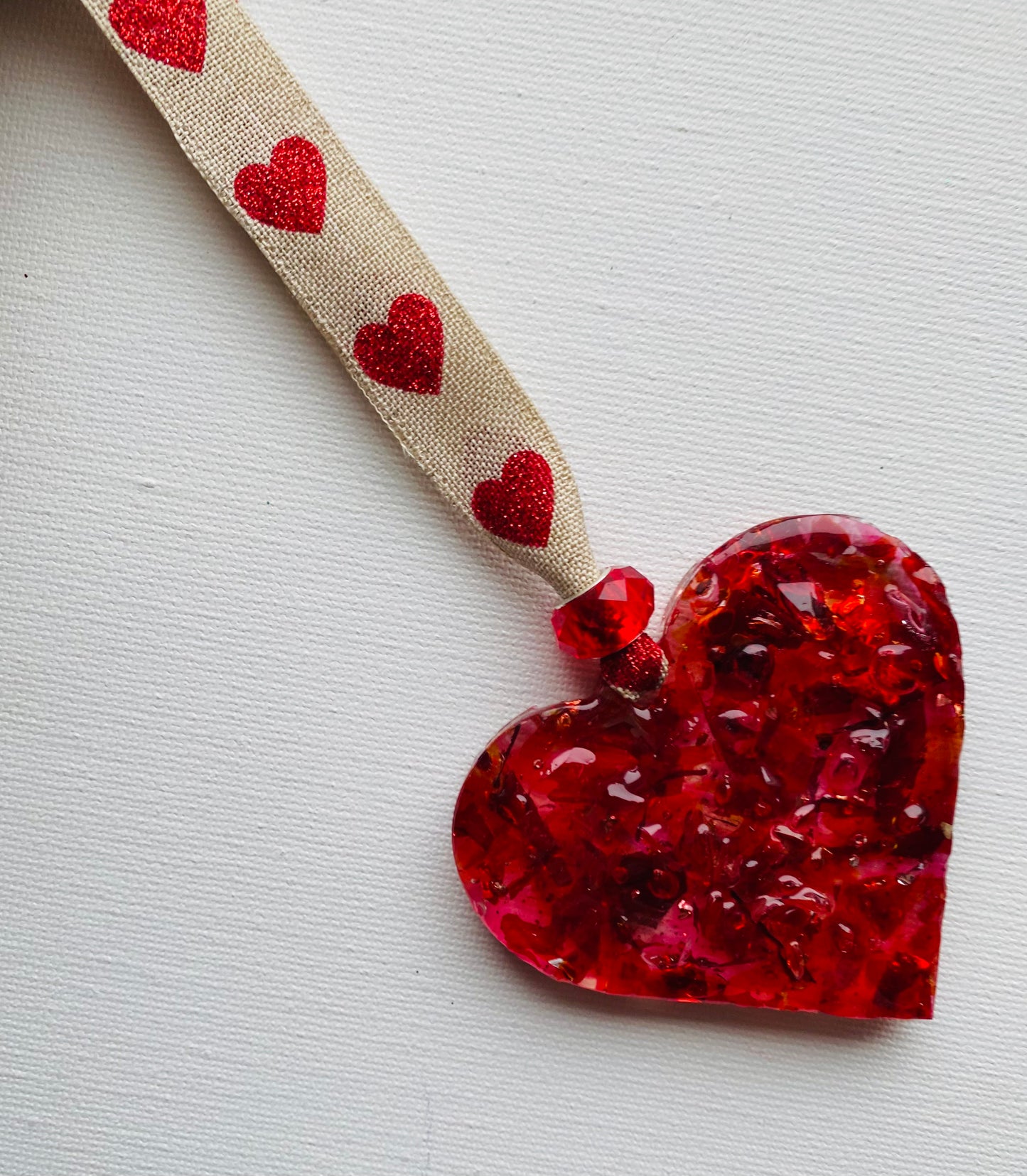 Sparkle Red Heart Perfectly Imperfect Heart with Heart Ornament - Hearts in Love