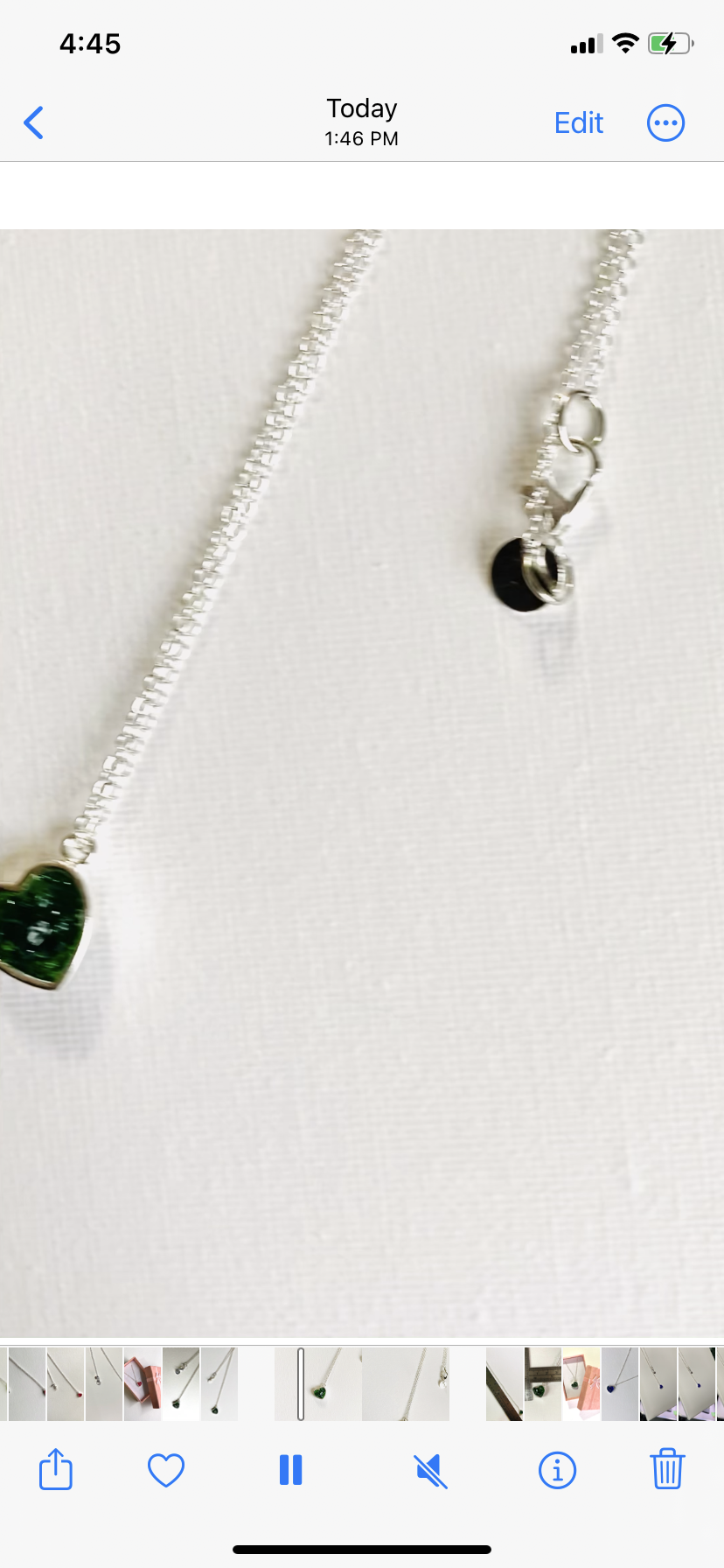 Emerald Green Perfectly Imperfect Heart Sterling Silver Necklace