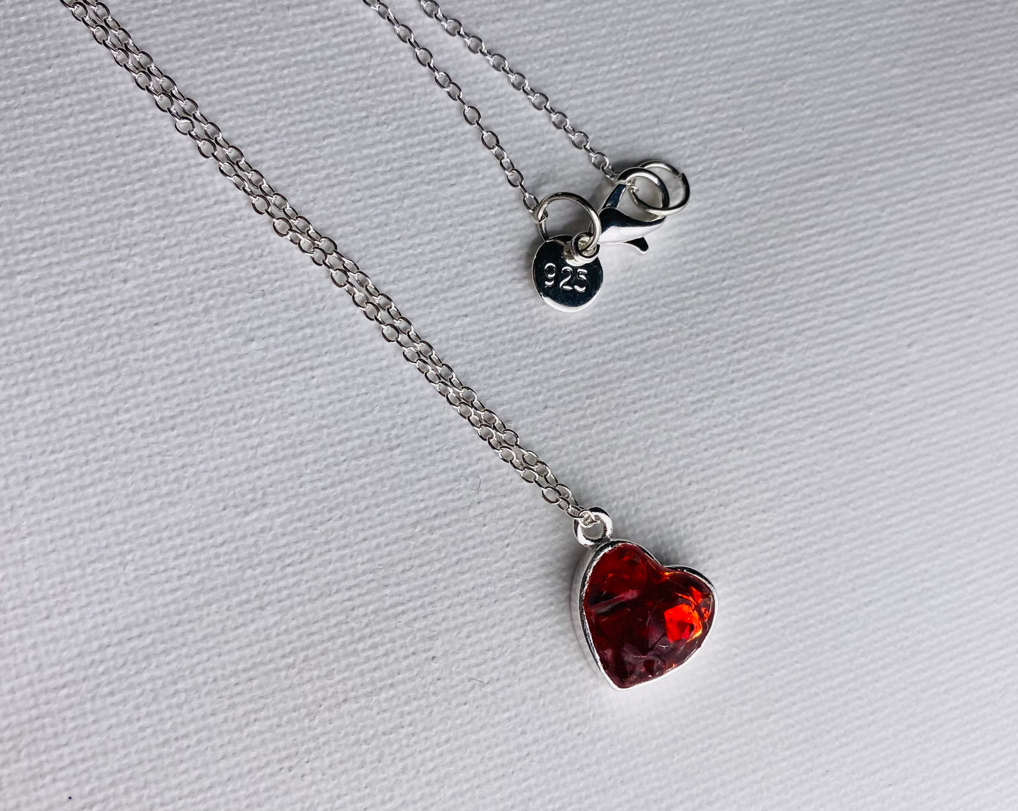 Ruby Red Perfectly Imperfect Heart Sterling Silver Necklace