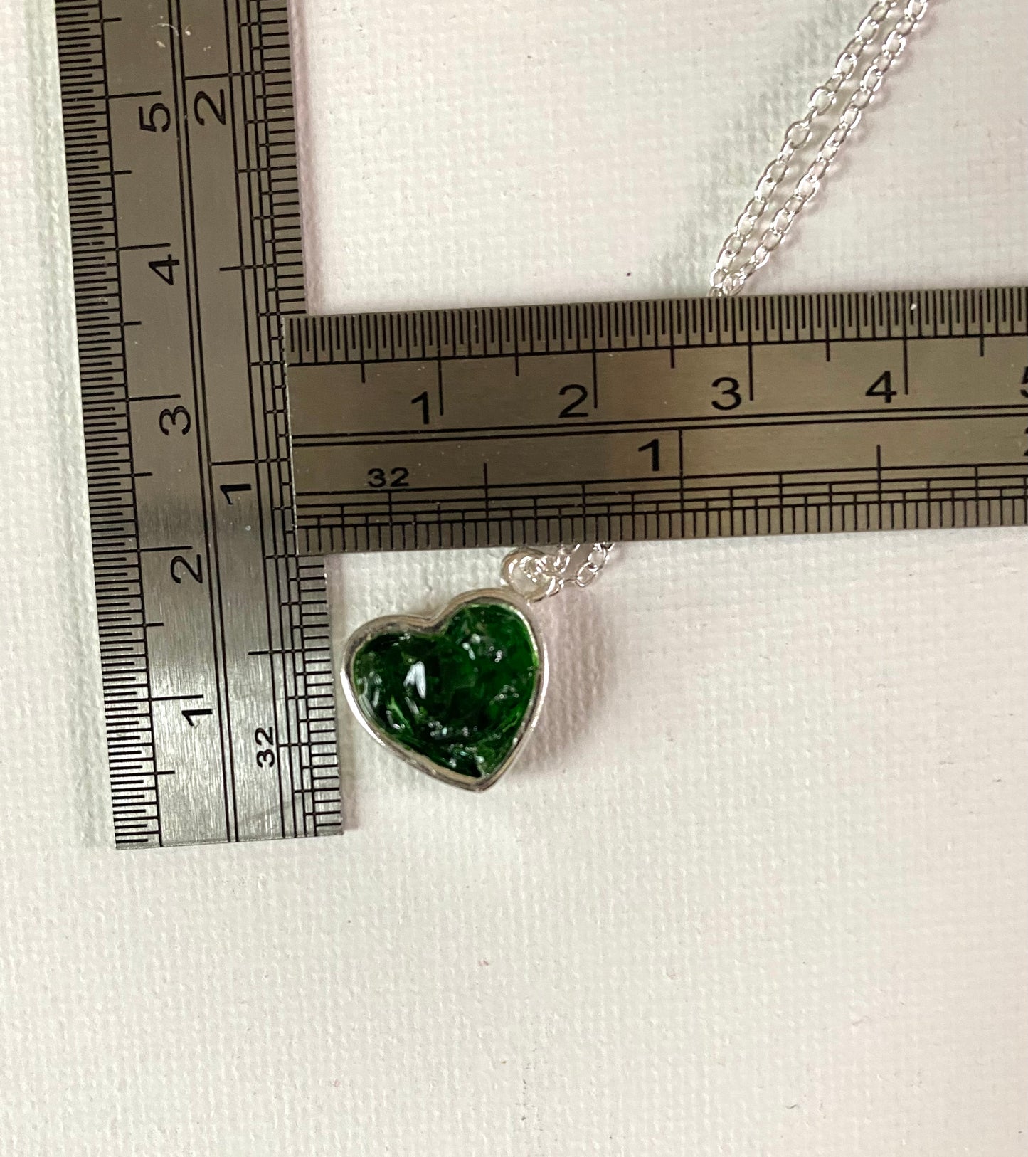 Emerald Green Perfectly Imperfect Heart Sterling Silver Necklace