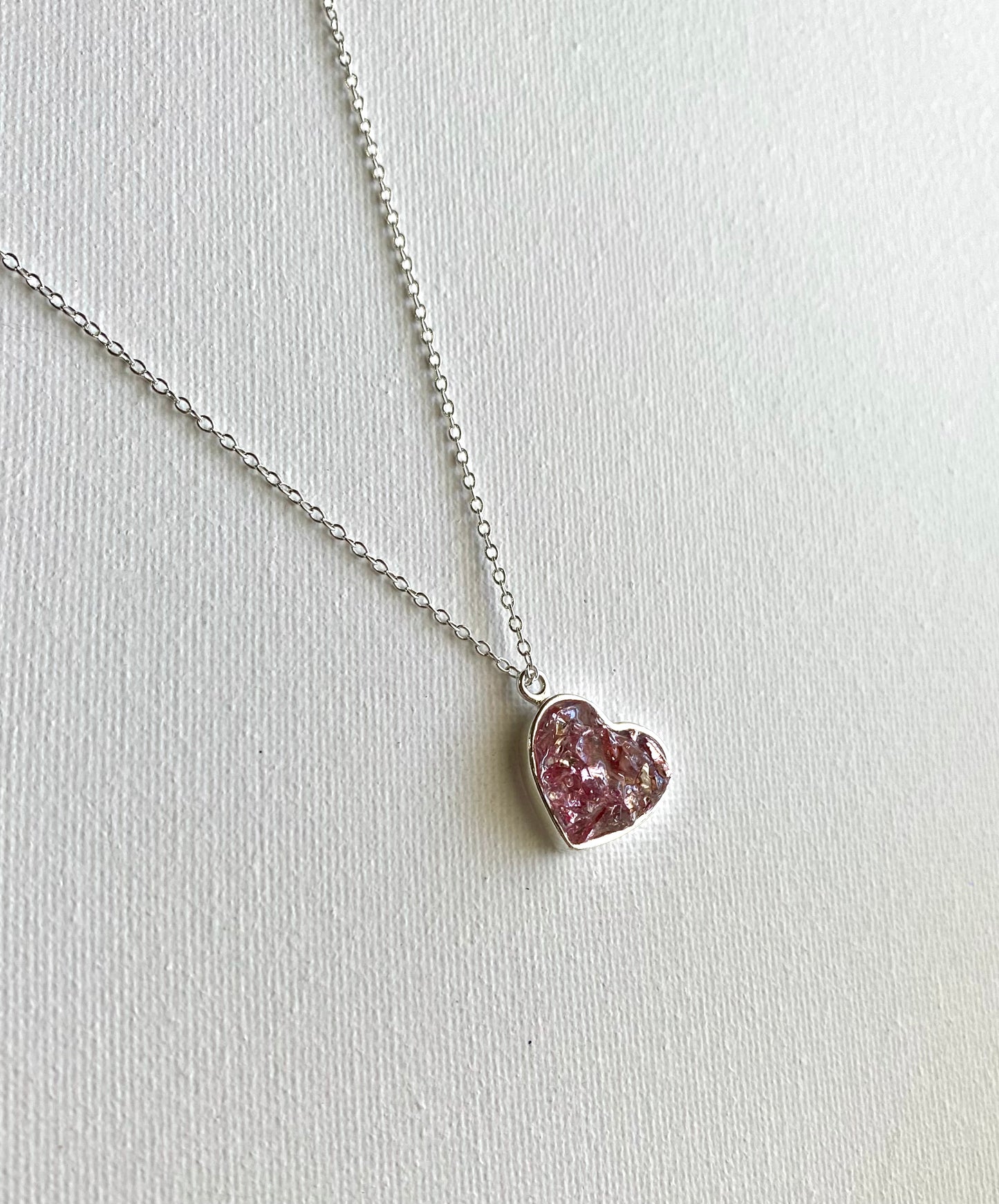 Princess Pink Perfectly Imperfect Heart Sterling Silver Necklace