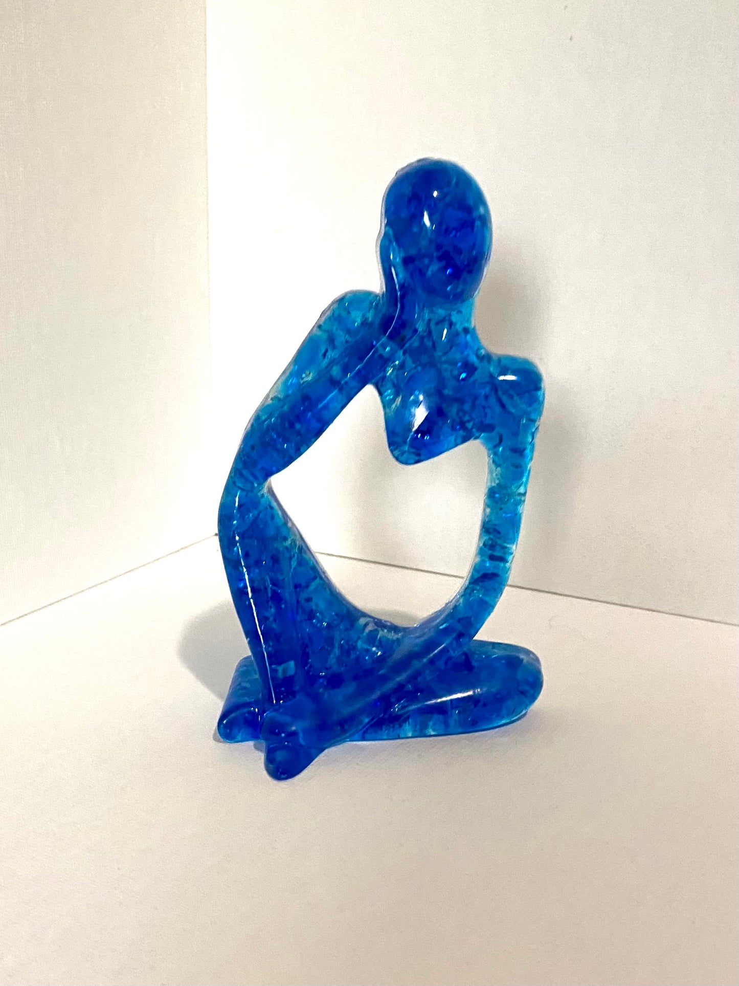 Contemplation - Deep in Thought - Turquoise Recycled Glass Art