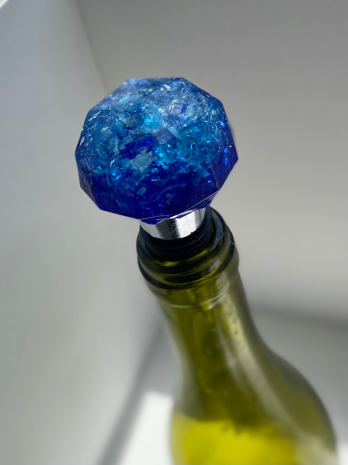 Blue Ombré Crushed Recycled Glass Bottle Stopper - Small