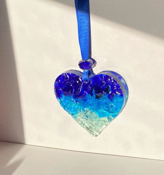 Blue Ombré Perfectly Imperfect Heart Ornament