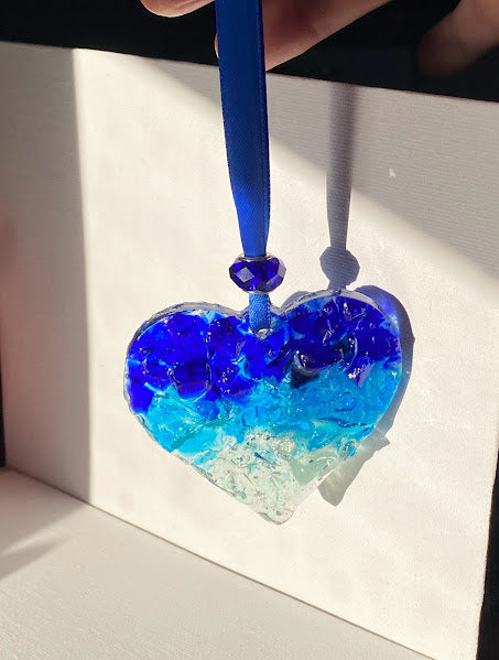 Blue Ombré Perfectly Imperfect Heart Ornament