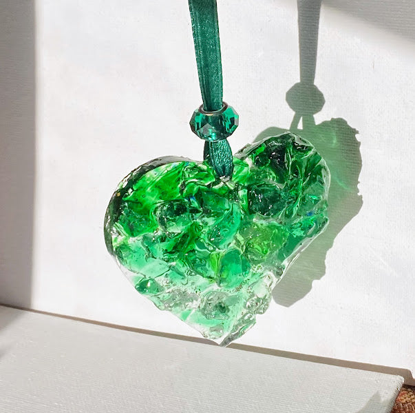 Green Ombré Perfectly Imperfect Heart Ornament