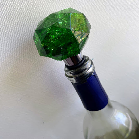 Crushed Glass Emerald Green Bottle Topper