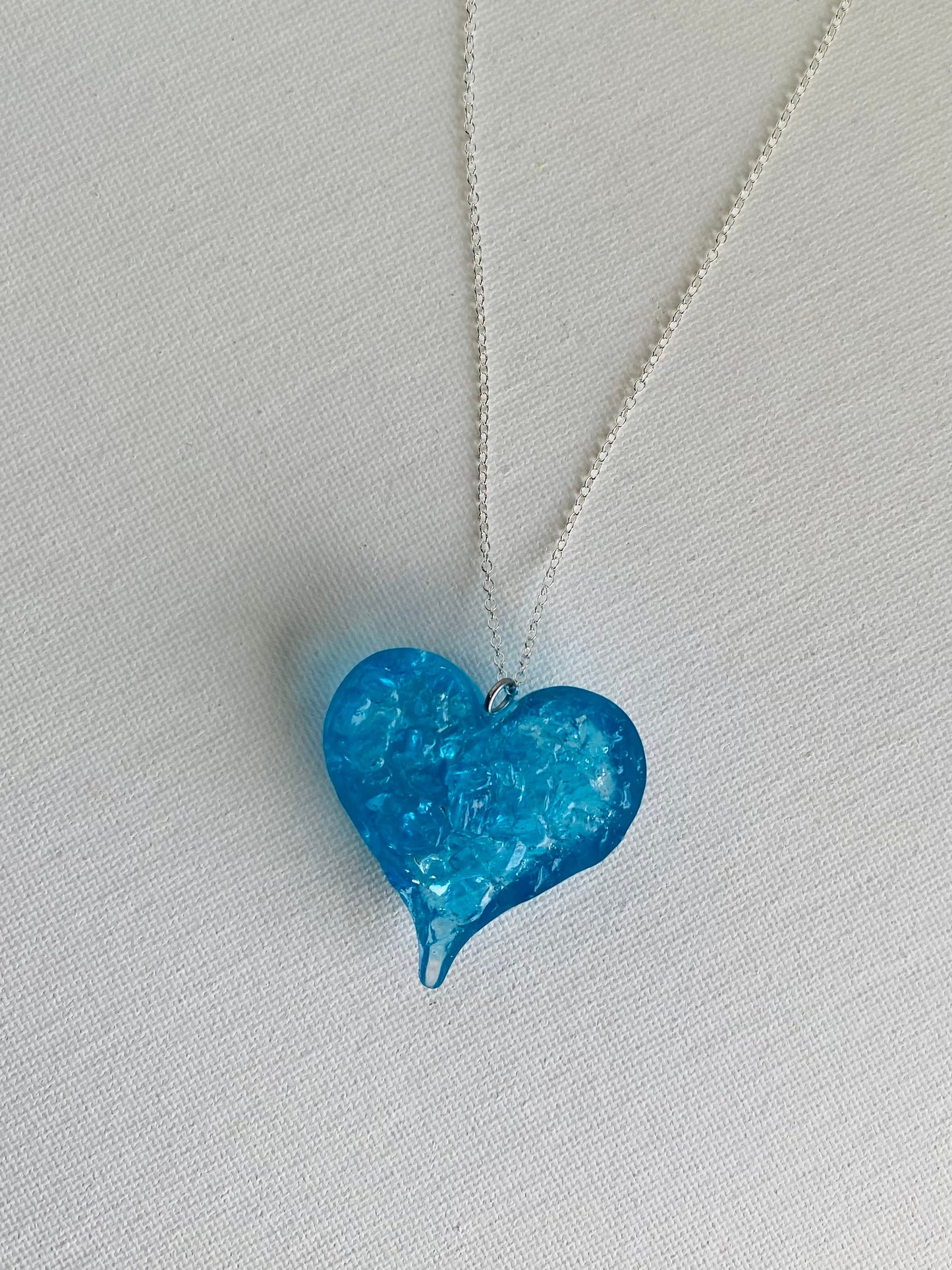 Turquoise Blue Perfectly Imperfect Heart Necklace - Ocean Water