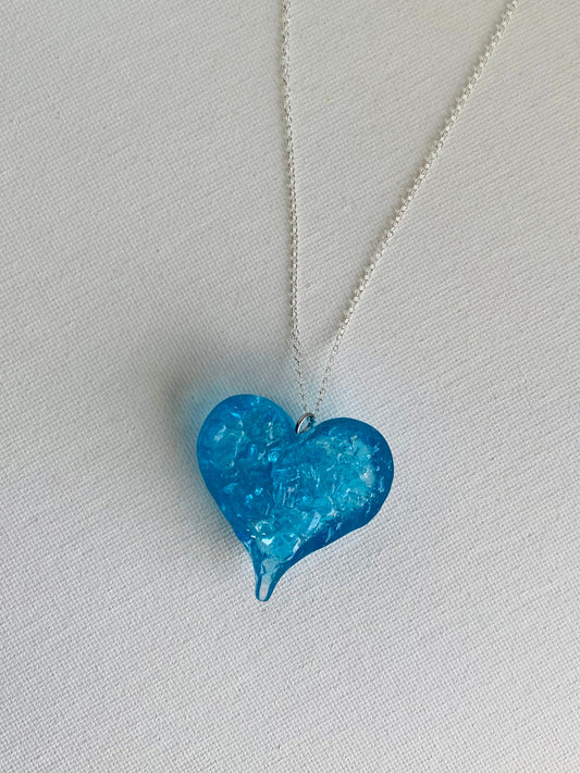 Turquoise Blue Perfectly Imperfect Heart Necklace - Ocean Water