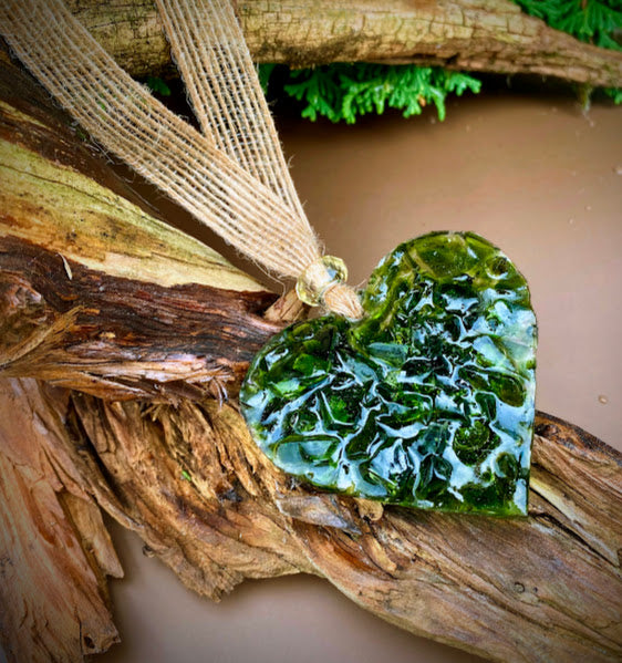 Forest Green Perfectly Imperfect Heart Ornament - Olive Green