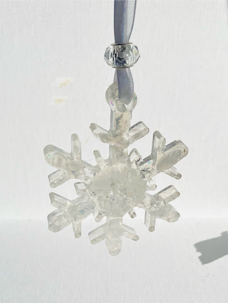 White Christmas Snowflake Ornament - White Recycled Glass