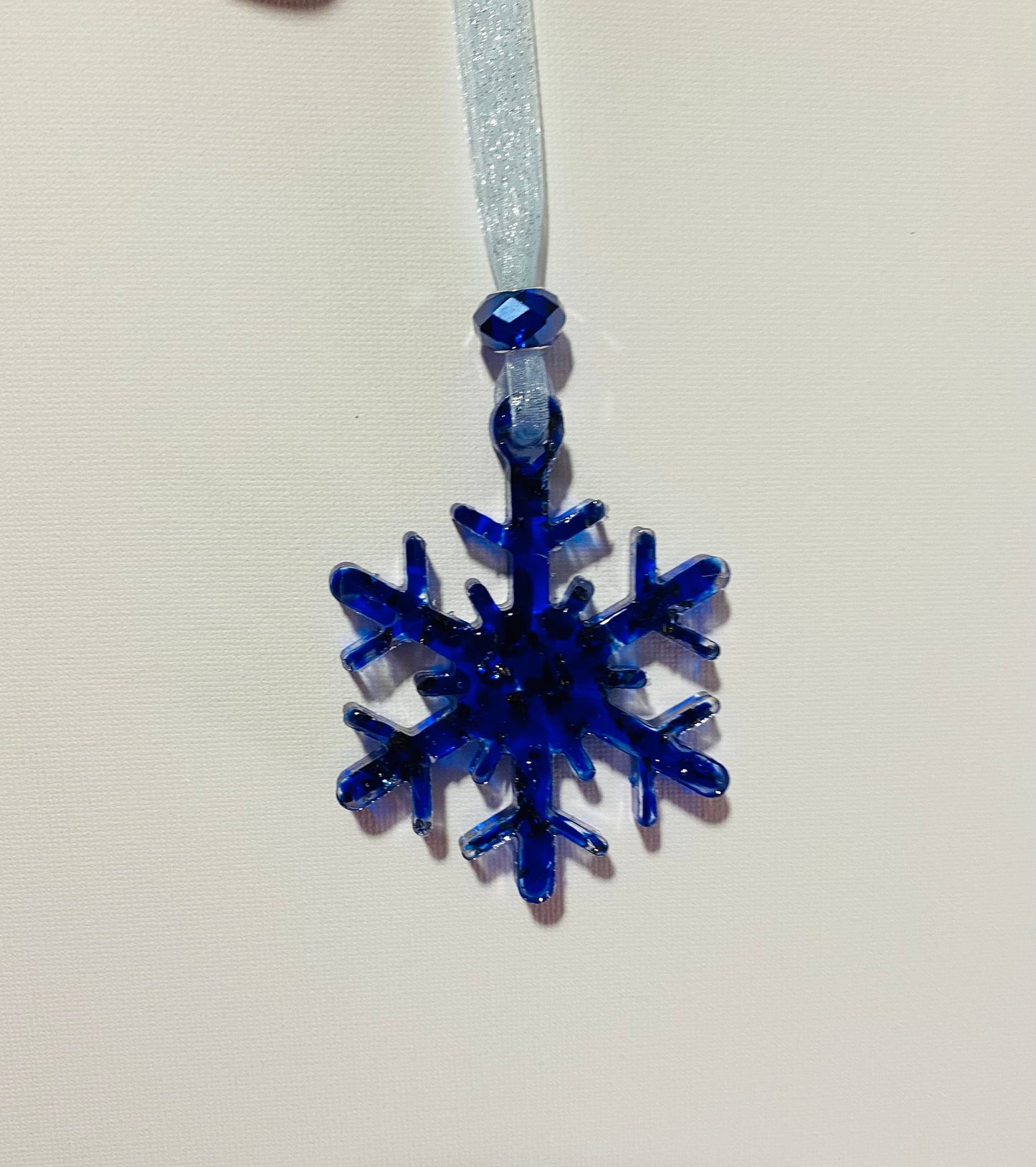 Royal Blue Snowflake Christmas Ornament Made from Recycled Glass