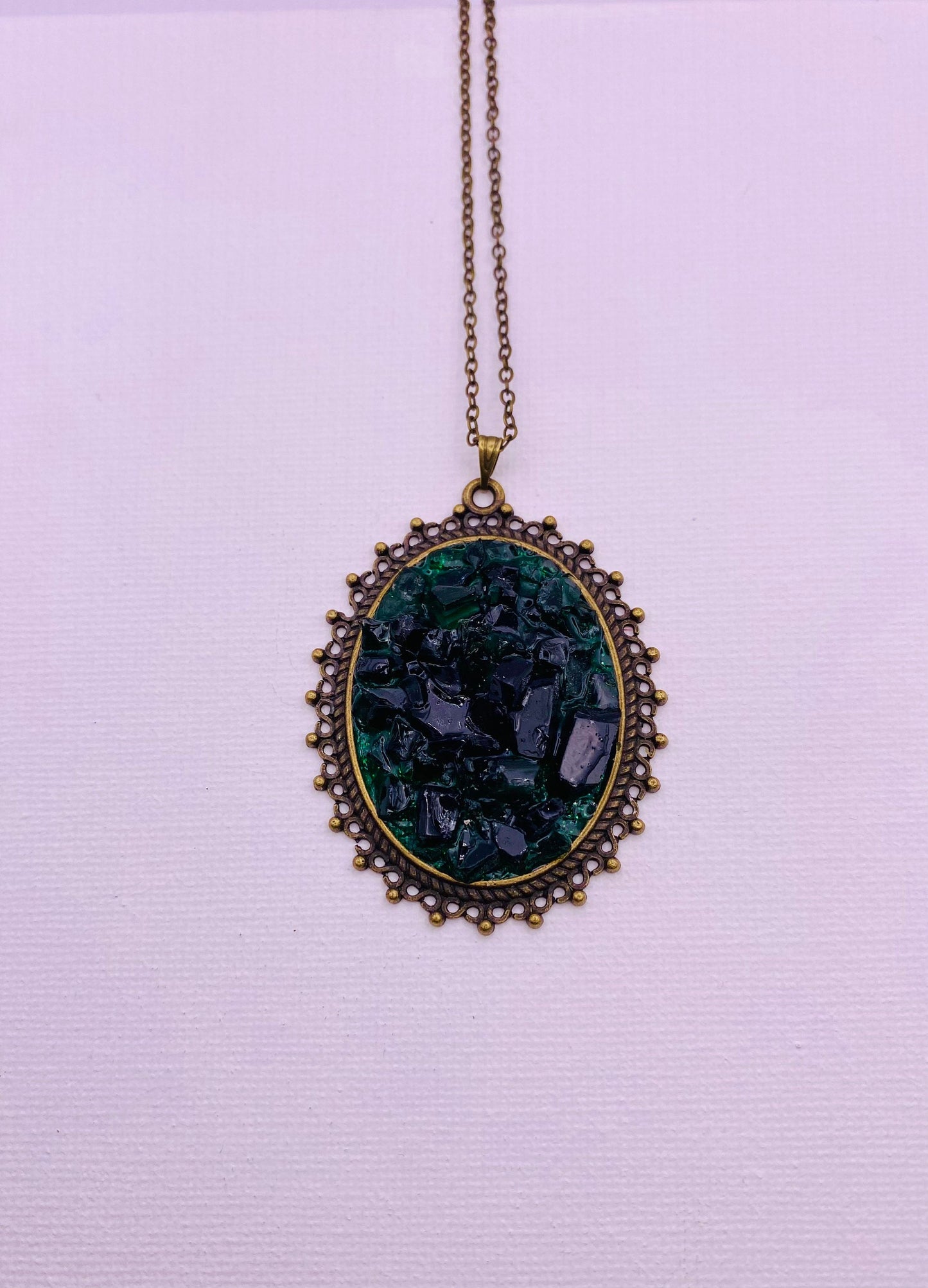 Vintage-Look Hunter Green Large Statement Pendant