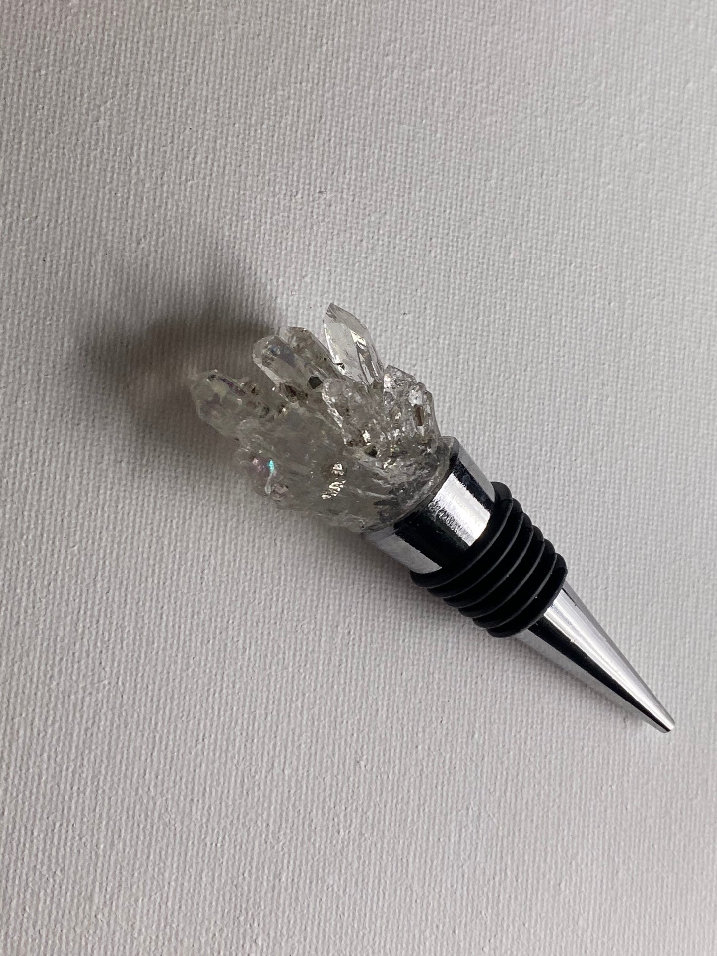 Iridescent Silver Small Geode Bottle Stopper