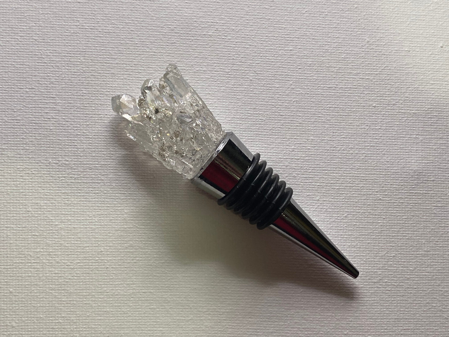 Iridescent Silver Small Geode Bottle Stopper