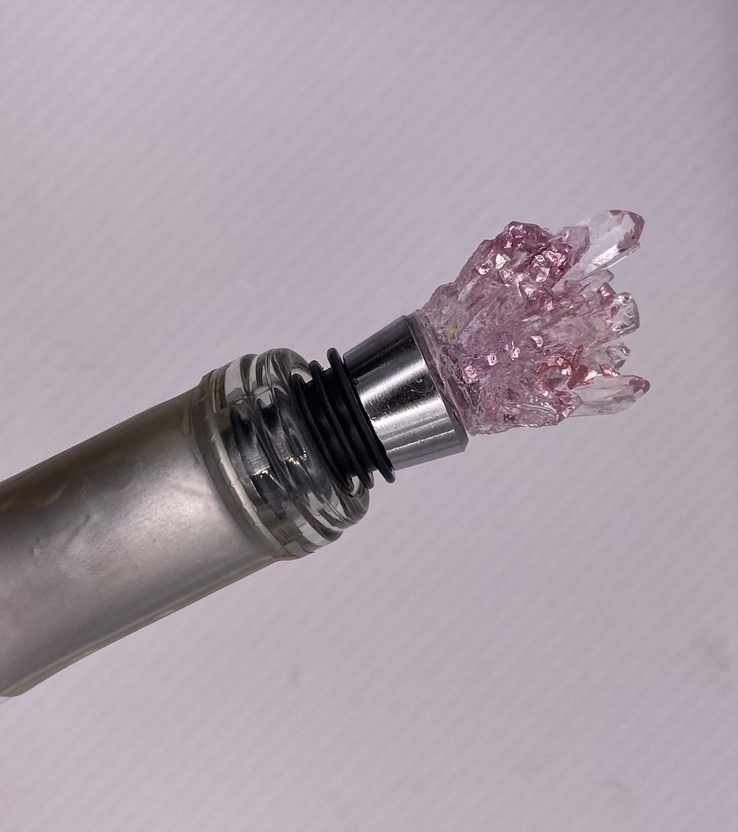 Pink Princess Crushed Recycled Glass Bottle Stopper - Small Geode