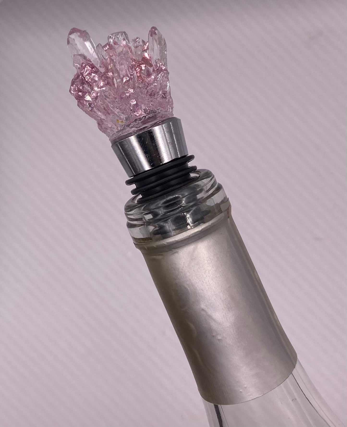 Pink Princess Crushed Recycled Glass Bottle Stopper - Small Geode