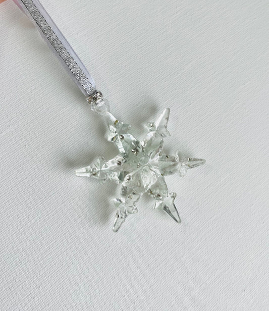 Sparkling Ice Beautiful Snowflake Christmas Ornament Made from Recycled Glass with Faux Diamonds