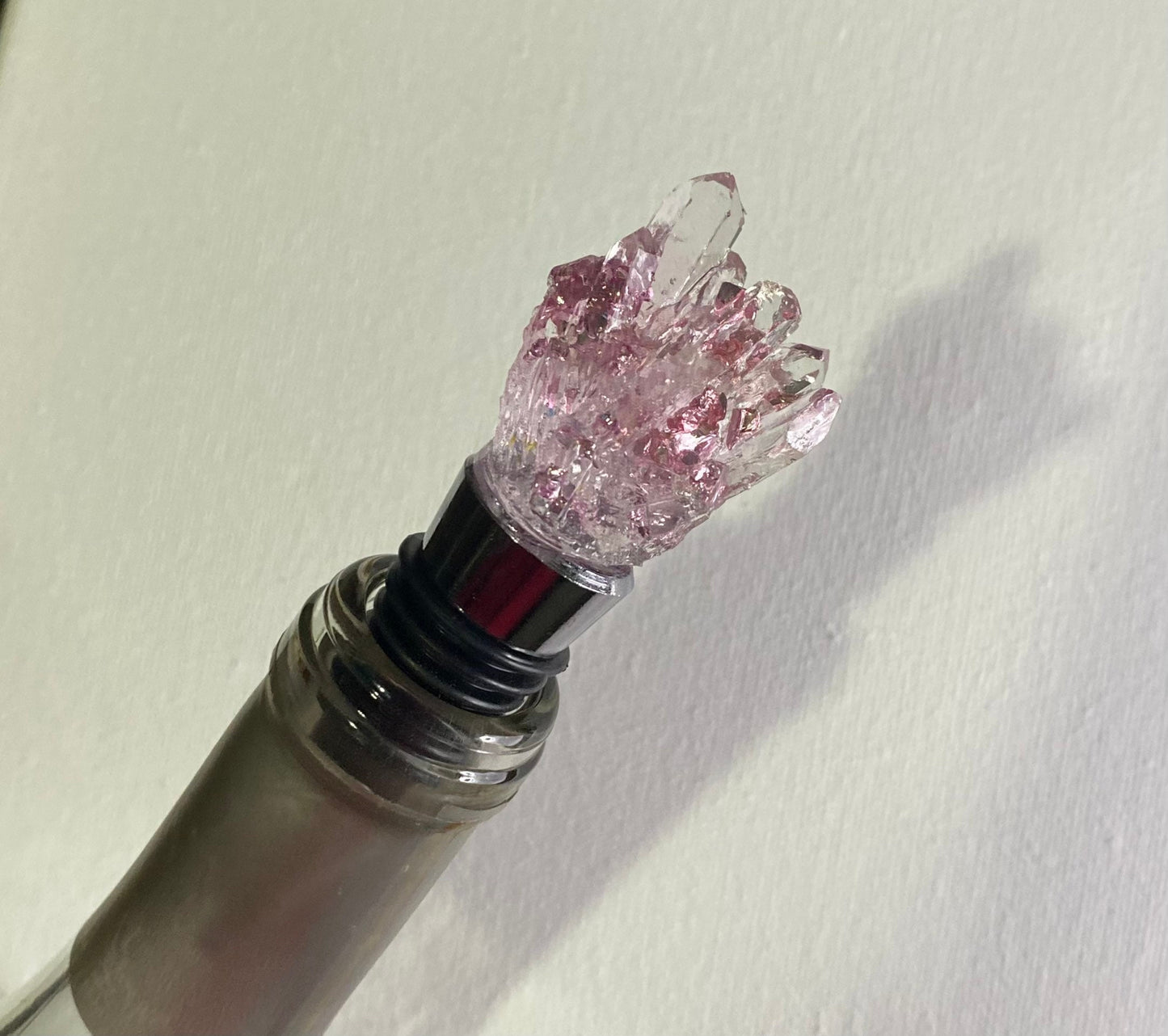 Pink Princess Crushed Recycled Glass Bottle Stopper - Small Geode