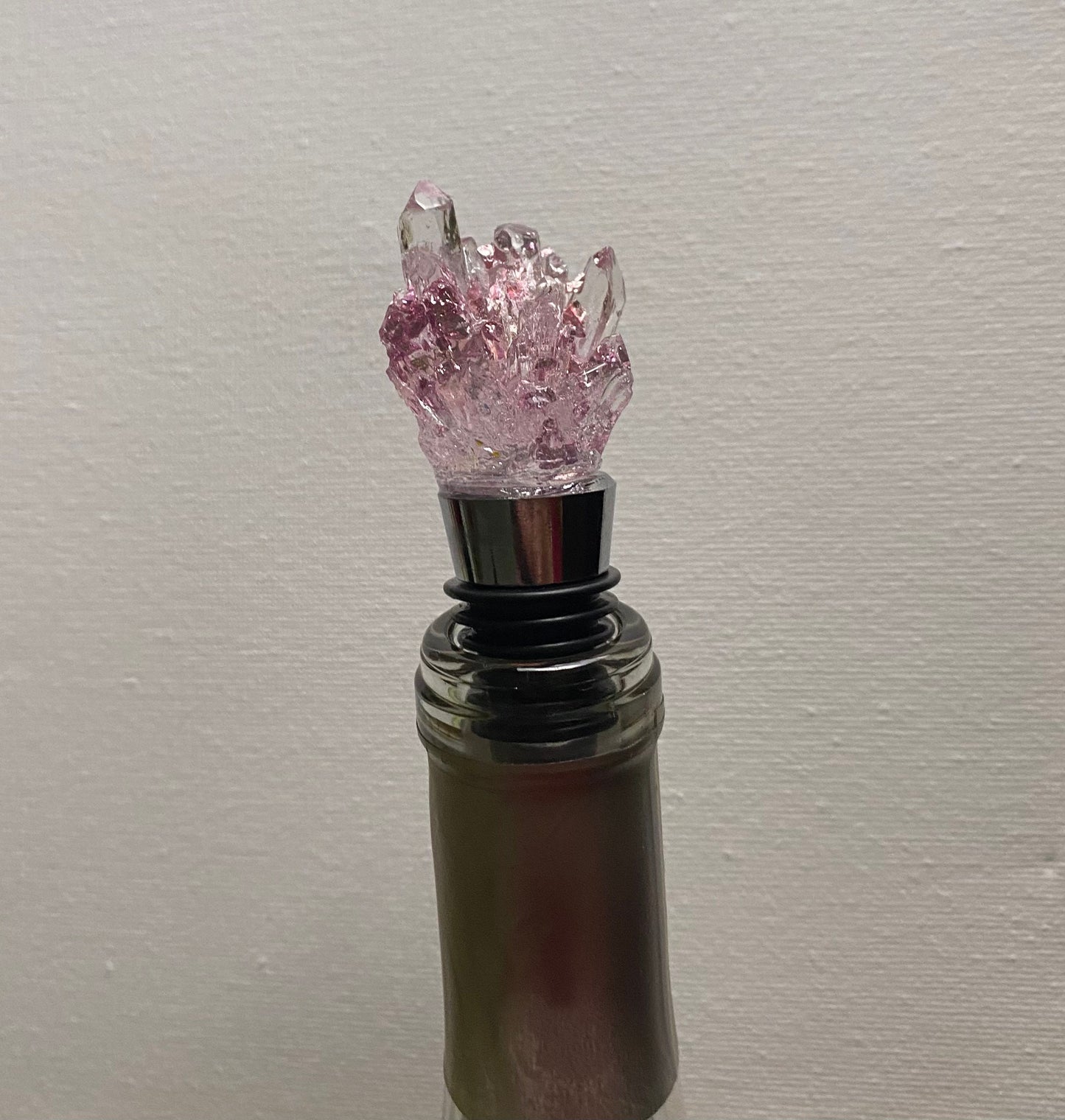 Pink Princess Crushed Recycled Glass Bottle Stopper - Small Geode