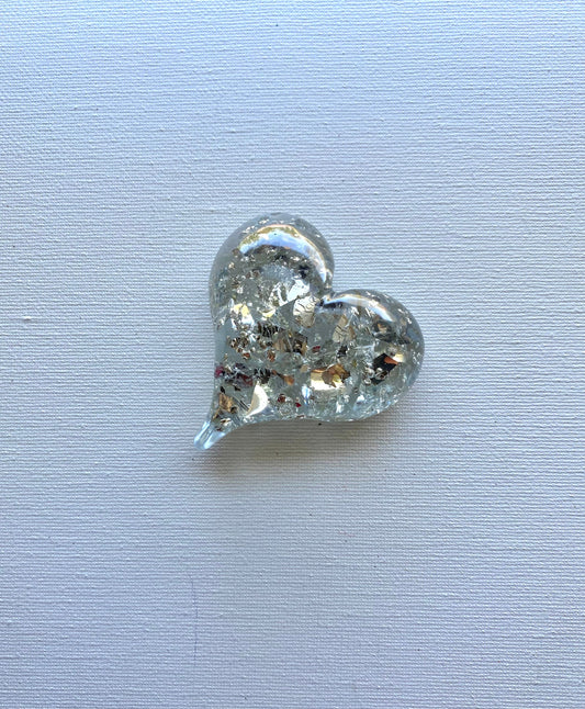 Shine and Silver Perfectly Imperfect Heart Paperweight - Medium