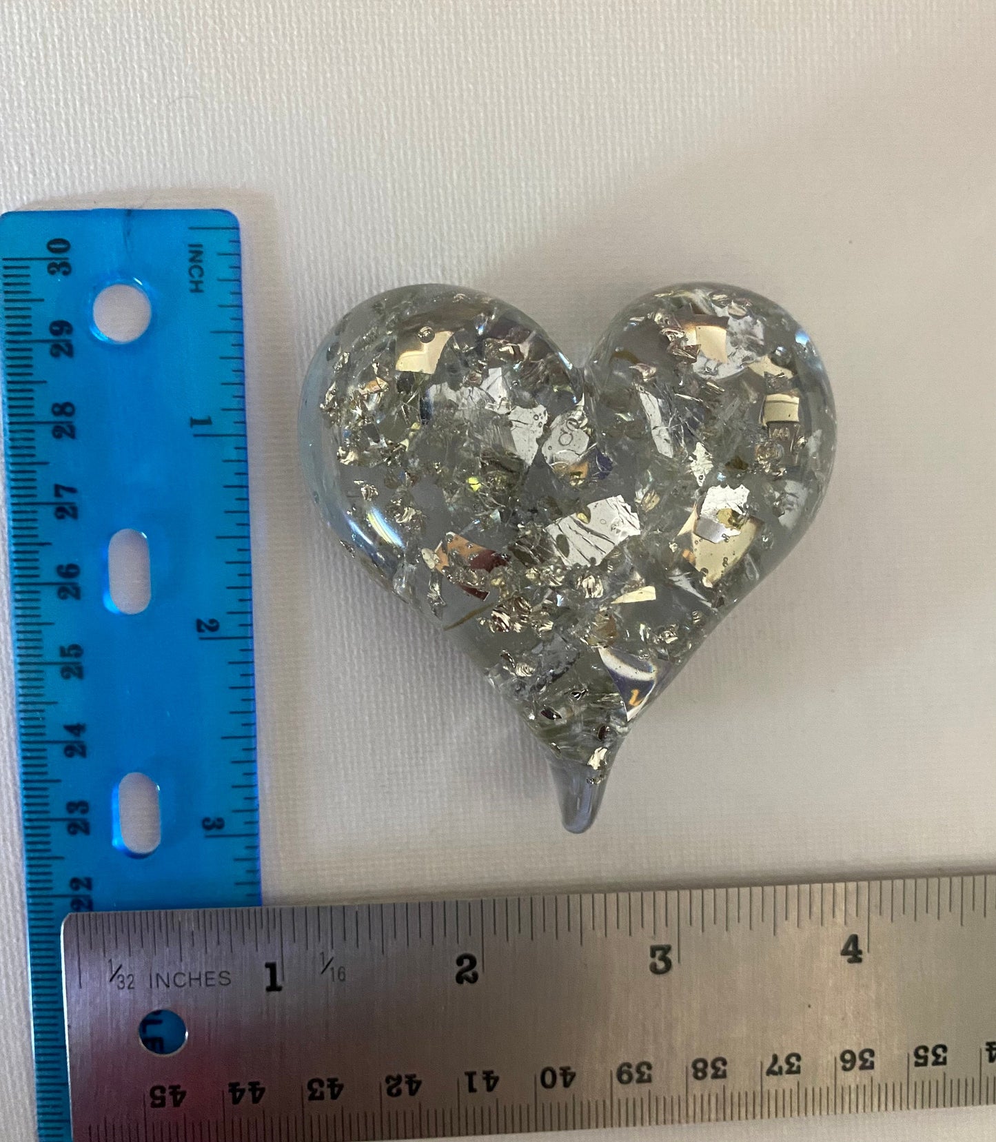 Shine and Silver Perfectly Imperfect Heart Paperweight - Medium