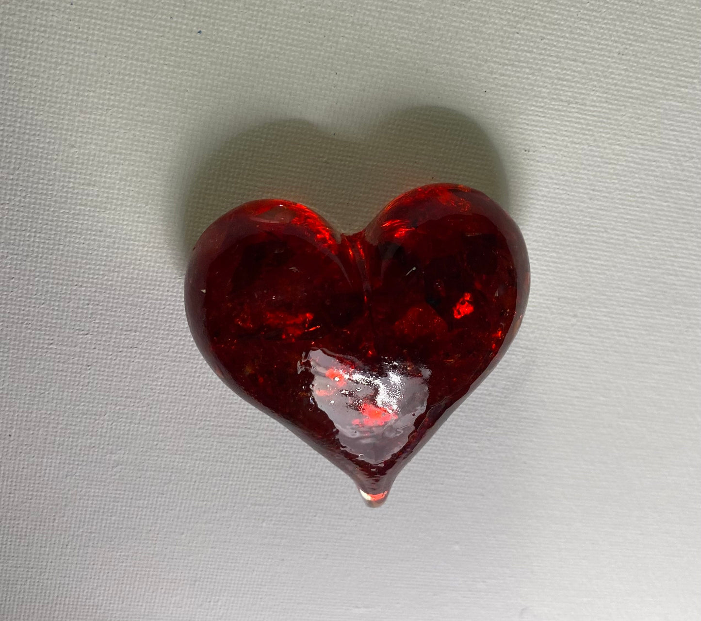 My Perfectly Imperfect Heart Paperweight made from Recycled Glass - Medium Red