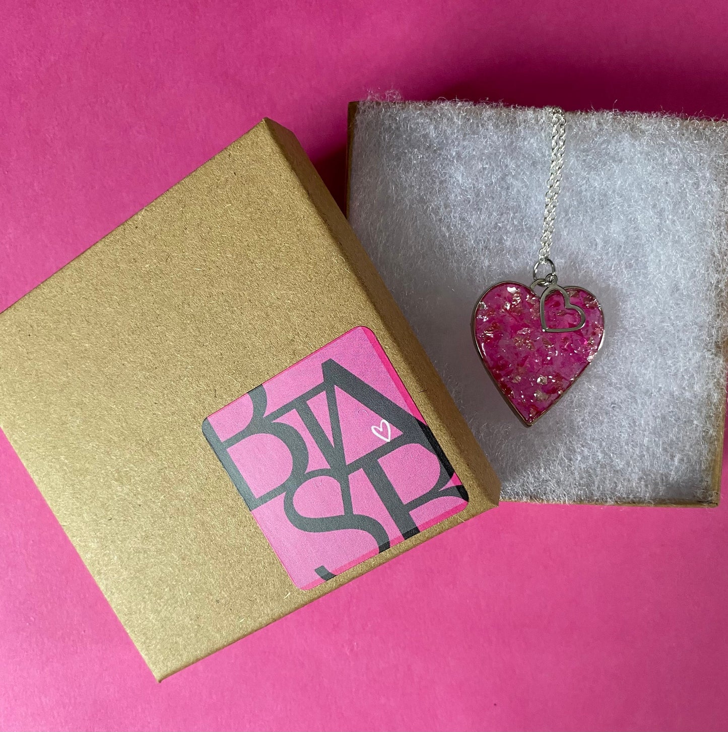 Barbiecore gift necklace bright pink heart