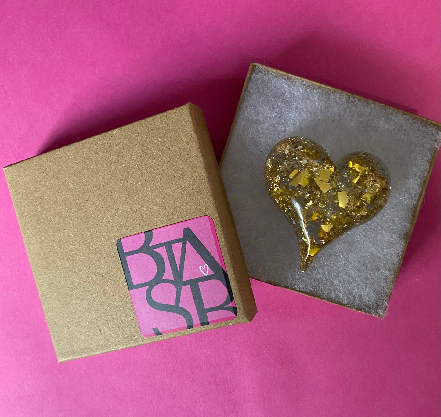 My Perfectly Imperfect Heart Paperweight made from Recycled Glass - Small Gold