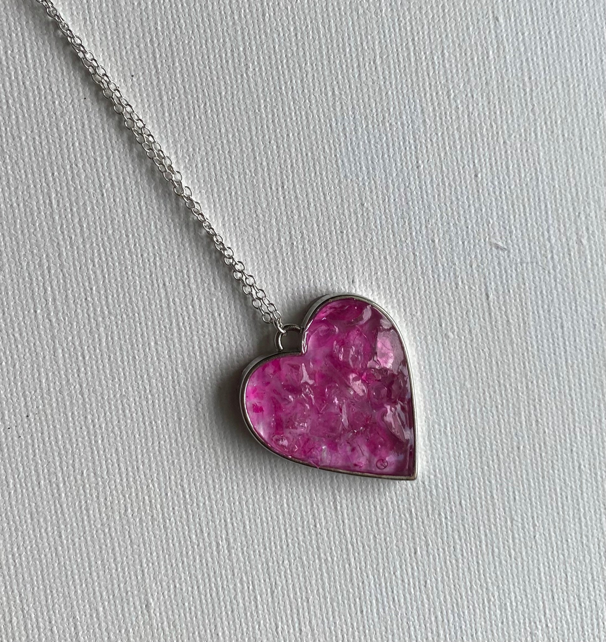 Barbie Pink Heart Necklace Handmade