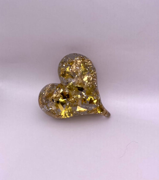 My Perfectly Imperfect Heart Paperweight made from Recycled Glass - Small Gold